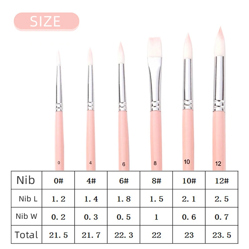 6 Pcs/Set Macaron Wooden Handle Nylon Hair Painting Brushes Watercolor Oil Acrylic Brush Art Pen for School Student Supply 5