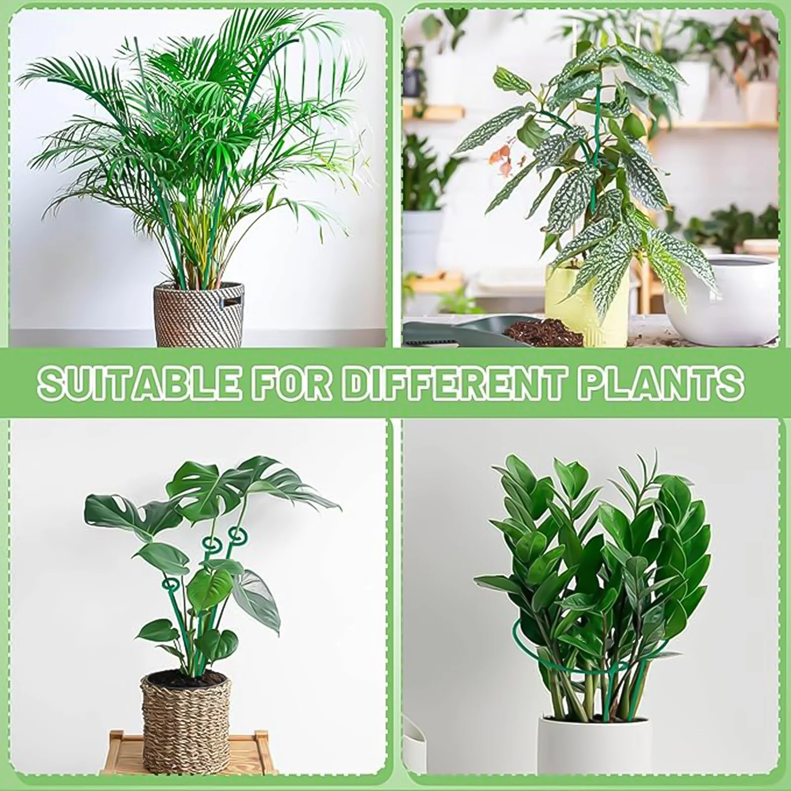 12M Flower Support Stick with 20 Clips Potted Plant Support Sticks Sturdy Plant Supporting Fixing Stake for Garden Potted Plants