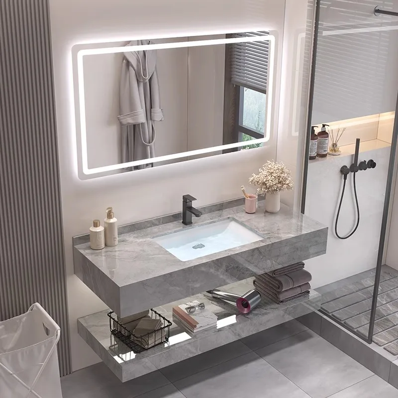 Simple Washbasin Bathroom Vanities Toilet Vintage Partition Vintage Bathroom Vanities Light Grey Armadi Aperti Home Furniture