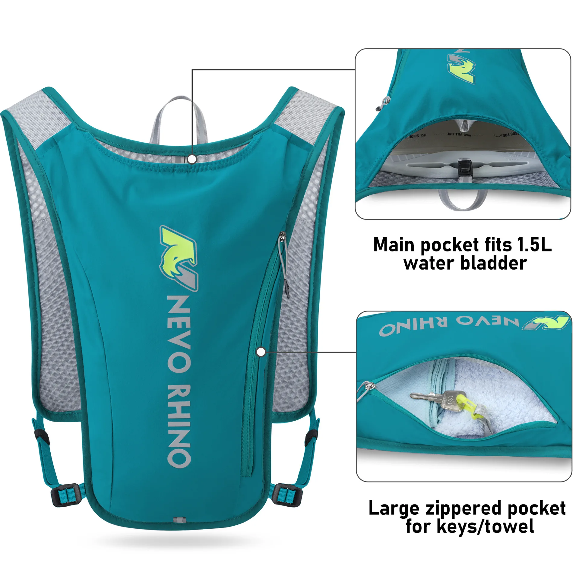 N NEVO RHINO Zaino da trekking impermeabile 50L/60L, zaino da campeggio con copertura antipioggia, zaino da trekking e alpinismo, verde scuro, 60L, Zaini da viaggio