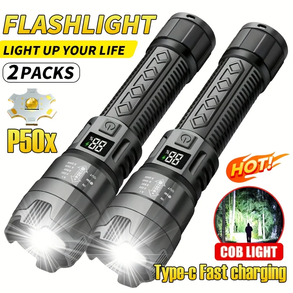 3Pack Rechargeable Flashlights 7-Mode Super Bright LED
