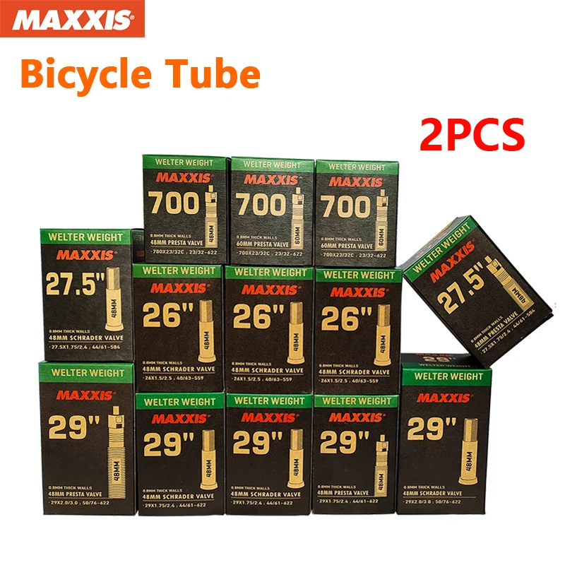 

2PCS MAXXIS WELTER WEIGHT Bicycle Inner Tube 0.8mm puncture resistant French air American air nozzle inner tube(FV/PV)(AV/SV）