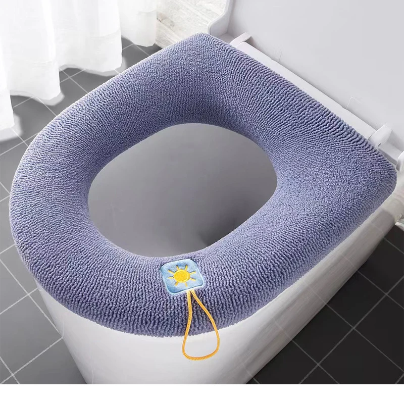 Bathroom Toilet Seat Cover Cushion Washable Fiber Cloth