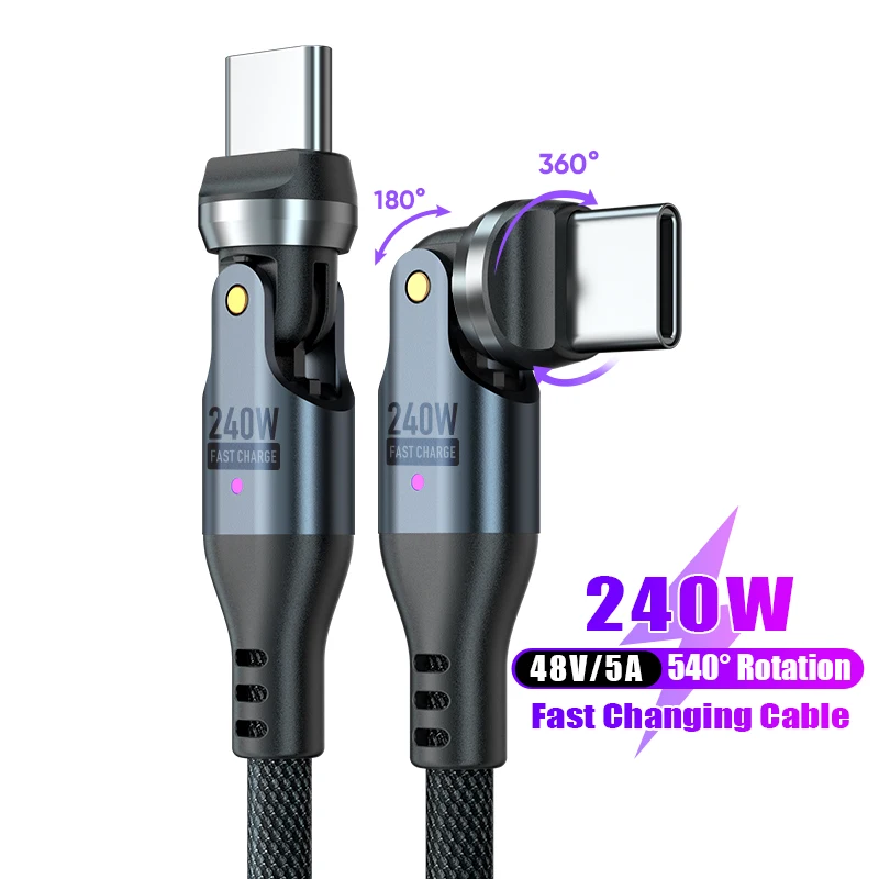 รูปสินค้า สายชาร์จ USB-C หมุนได้ พร้อมไฟแสดงสถานะ