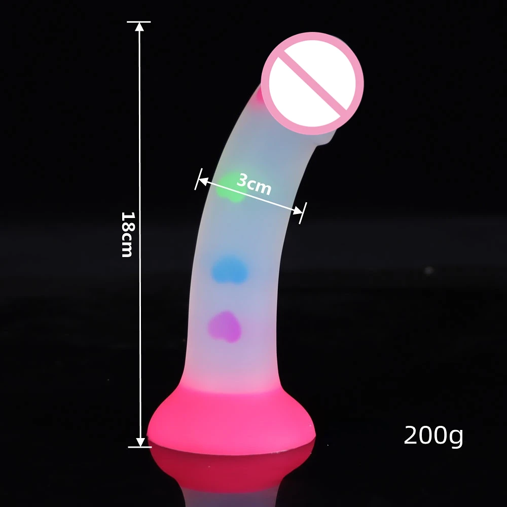 Cute Soft Luminous Dildo Female Masturbator Sex Toys For Women Men Skin Feeling Realistic Penis Silicone With Suction Cup Dildos
