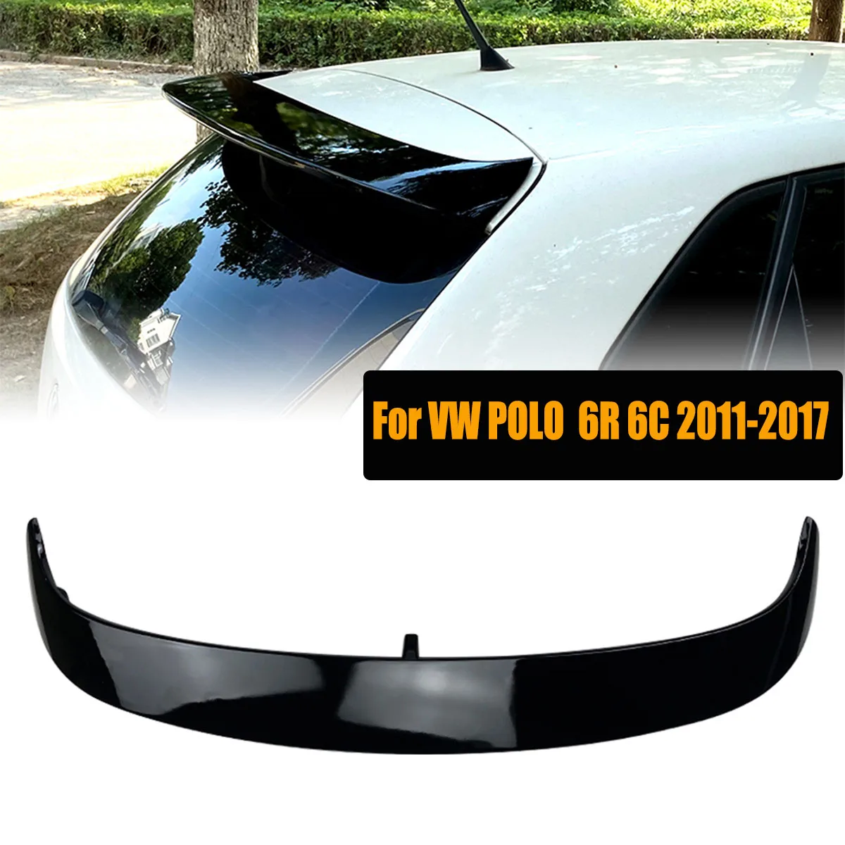 

For VW Volkswagen Polo 6R 6C Rear Roof Spoiler Trunk Top Wing Lip Decorative Trim 2011 - 2017 Car Accessories ABS Plastic