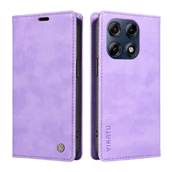 Elegant Leather Wallet Magnetic Flip Case with Lychee Grain Card Holder - Motorola Moto G06 Power (PURPLE)