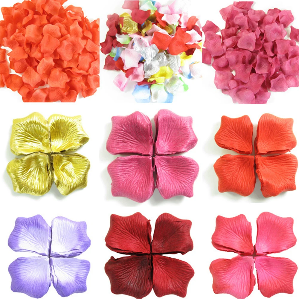 100pcs Colorful Romantic Love Warm Silk Rose Artificial Petals Wedding Party Flower Favors Decoration Roses Supplies