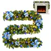 Christmas Garland with Lights Prelit Christmas Garland 9Ft Artificial Led Lights Battery Operated Red Garland Decoration Flower 1