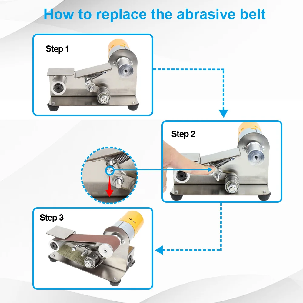 FIRECORE 30MM Belt Sander Grinder Home DIY Sharpener Mini Electric Multifunctional Polishing Grinding Machine With 10pcs Belts Electric Grinder Electric Sander Belt Sander Cordless Sander