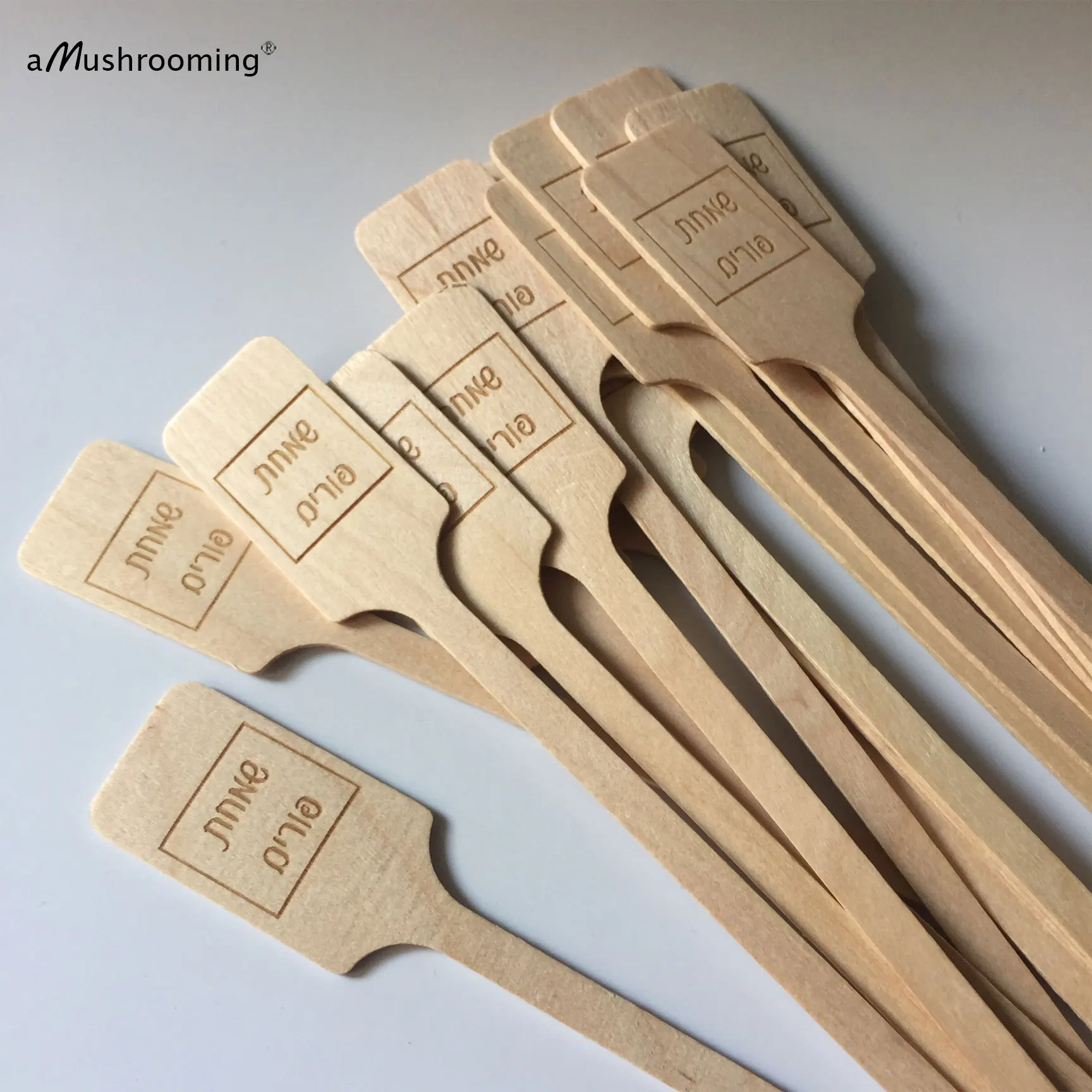 100pcs Purim Wooden Drinking Stirrers Engraved Coffee Bar Cocktail Swizzle Sticks for Simchas Purim Party Bar Decorations