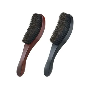 Spazzola per barba MJ Setole medie di cinghiale e nylon Cura afro per uomo e spazzola ondulata per toelettatura della barba
