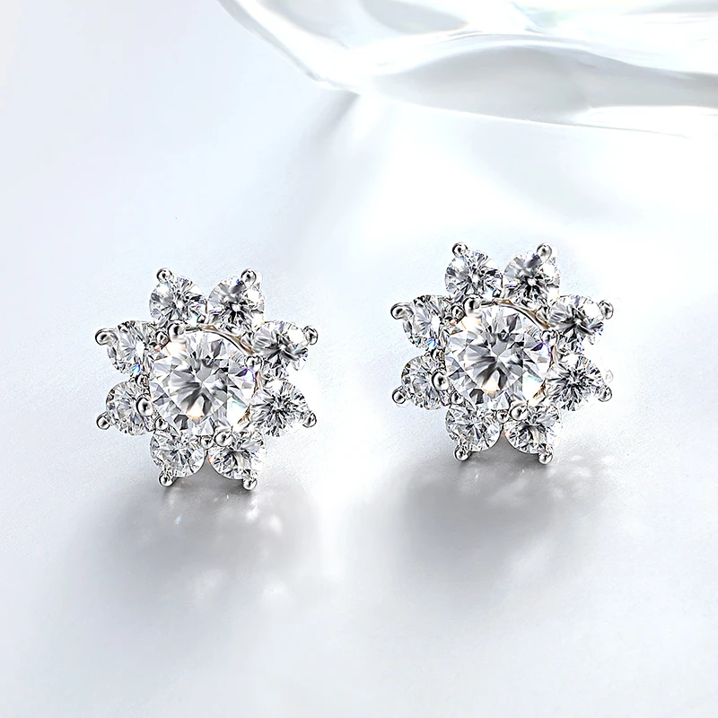 Boucles D'oreilles Clous Grappe De Moissanite Marquise 3,50 Ct Plaqué Or 14k - Neuf