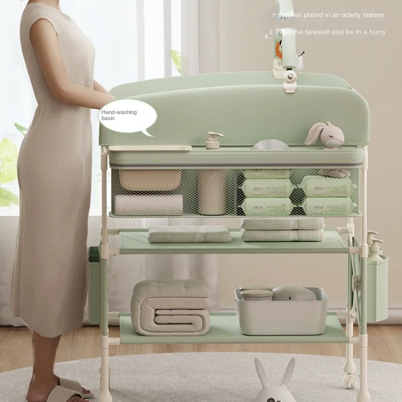 Multifunctional Folding Changing Table for Baby,Nursing Table, Baby Diaper Change Massage Bath Touch Diaper Tables, Movable Crib