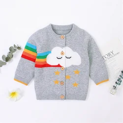 Vêtements de luxe de styliste pour nouveau nés, pull doux à manches longues, Cardigan arc en ciel de dessin animé, Costumes pour bébés filles et garçons 