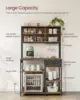 Bakers Rack with   Coffee Bar Stand with Adjustable Storage Shelves  Fabric Drawer  12 Hooks  Table for Microwav 4