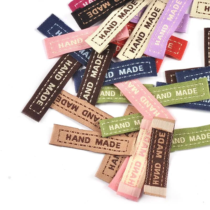Description Picture 3 of item50pcs 45x13mm New Colorful Embroidery Labels Garment Accessories DIY Bag Shoes Clothes Washable Care Tag Hand Made Sewing Crafts