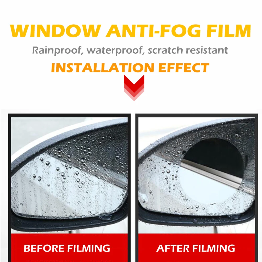 4pcs Rainproof Car Side Mirror Window Films Clear Waterproof Anti Fog Stickers