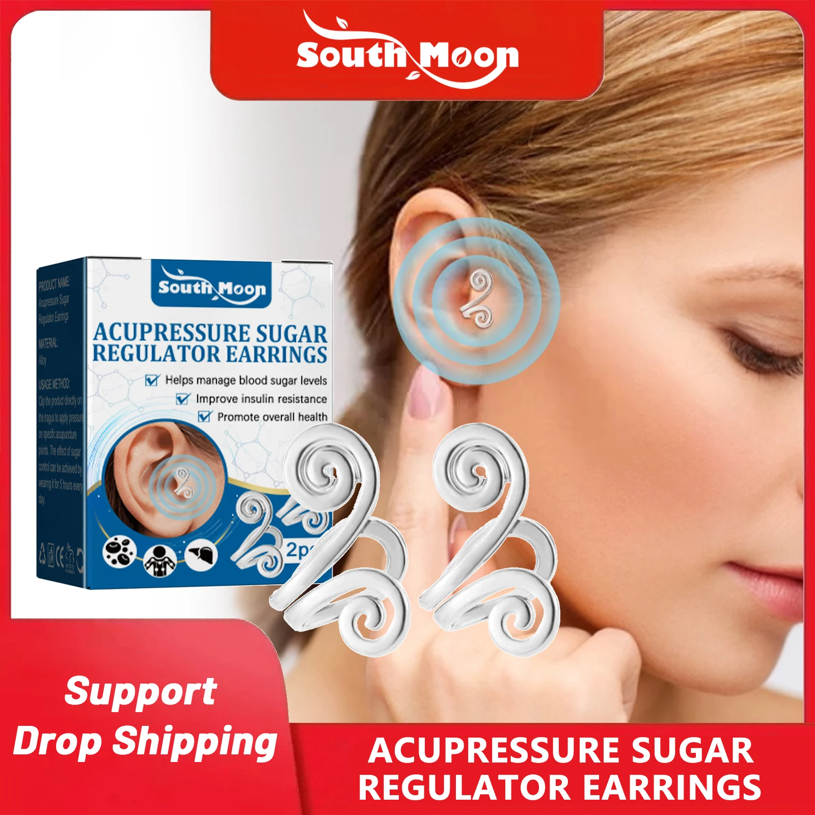 

Massage Earrings Relieve Discomfort Body Health Care For Women Men Acupressure Slimming Ear Cuff Clip Non-piercing Beauty Health