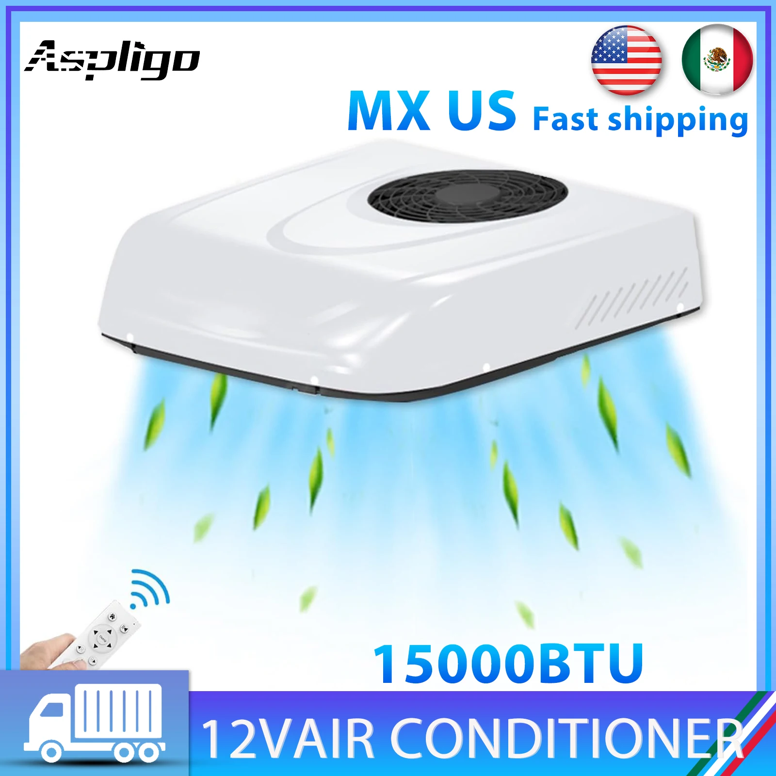 Aspligo 15000BTU Universal Automotive RV Roof Air Conditioner 12V 24V ...