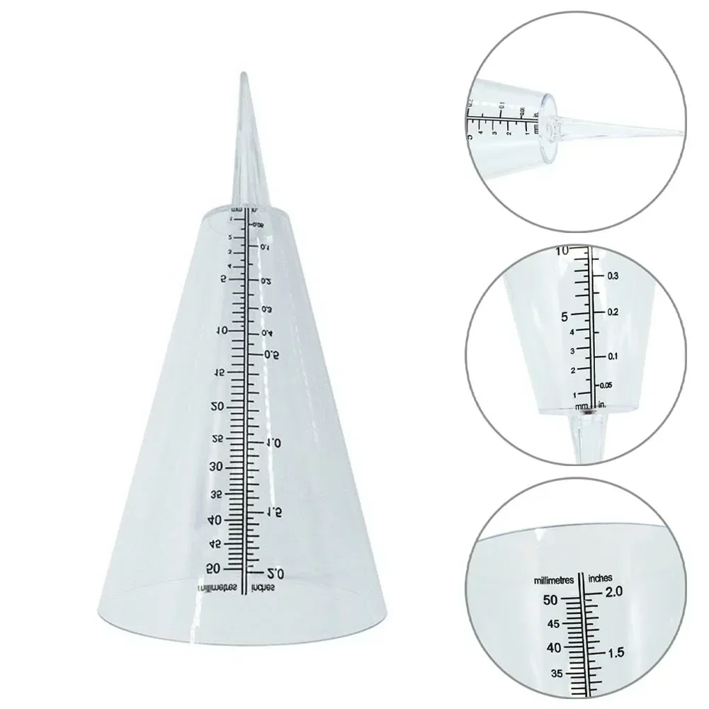 1 Pcs Rain Meter 50mm Max Measure Range Cone Rain Cup Fence Deck Building Garden Plug-in Transparent Gauge