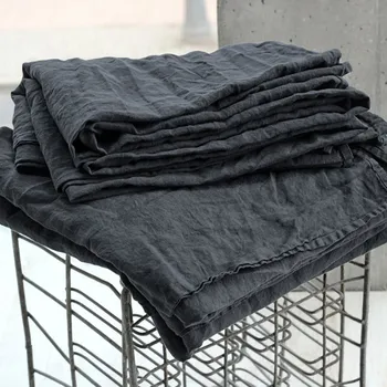 Set di lenzuola in lino lavato al 100% da 3 pezzi, lenzuola in lino naturale 2 federe, lenzuolo piatto per biancheria da letto in morbida fattoria traspirante 1