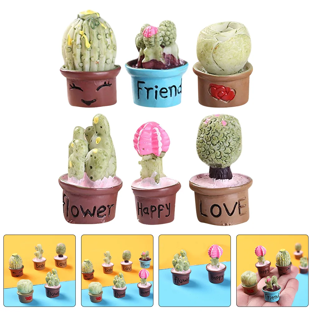 6pcs Miniature Potted Succulent Ornaments Tiny Plants Miniature Plants Dollhouse Decoration Mini Plant Mixed Style 60pcs sewing quilting thimbles pin caps finger protector for diy craft needlework sewing quilting mixed style