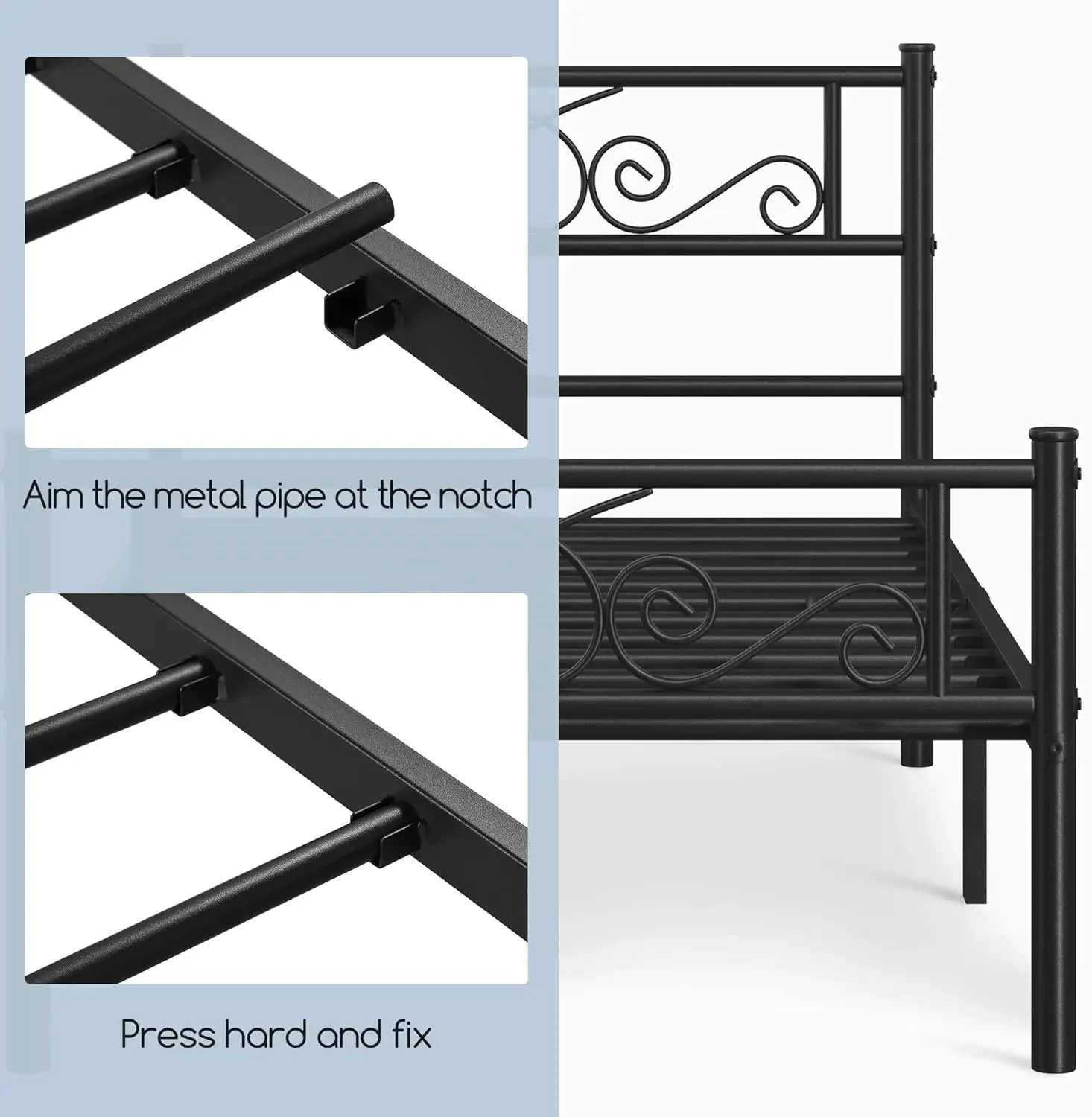 Twin Bed Frames Metal Platform Bed with Headboard and Footboard No Box Spring Needed Easy Assembly,Ground Clearance 6