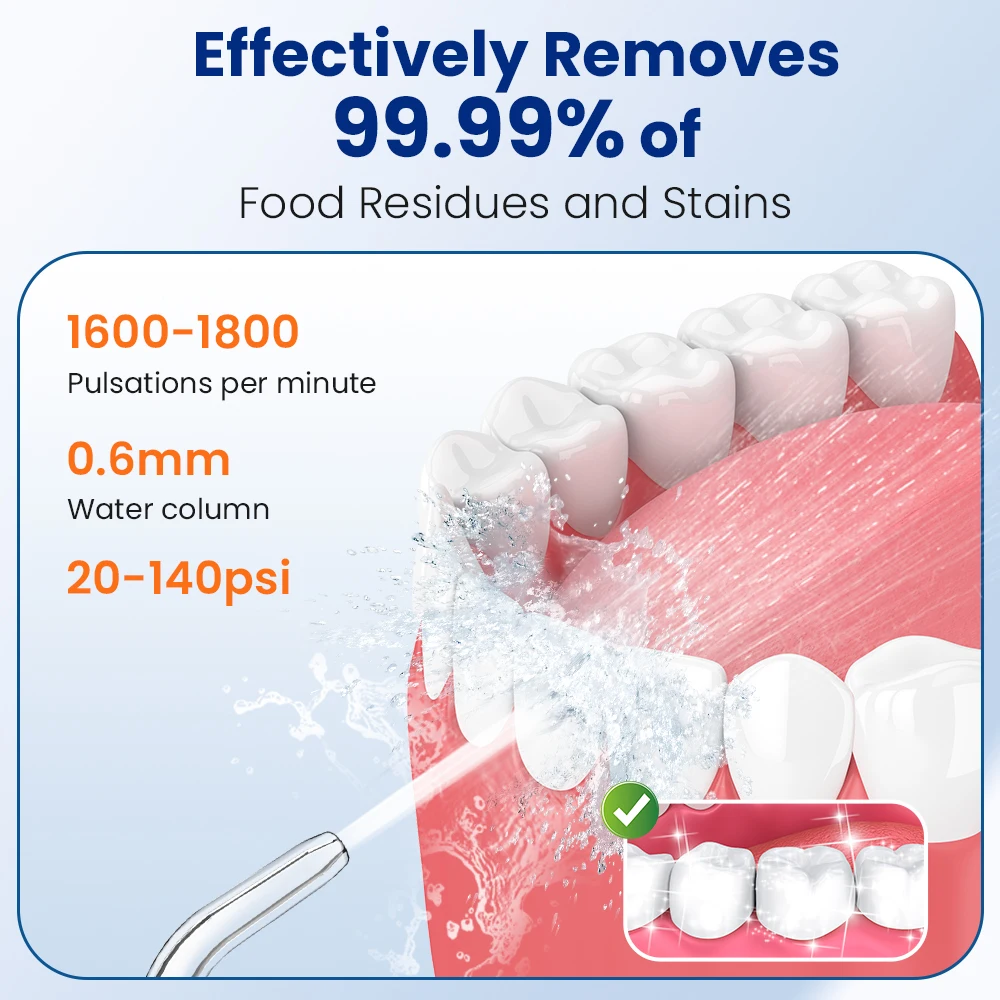 무선 치실 세정기, 깊은 세정을 위한 4가지 작동 모드, 휴대용 충전식 전기 치실 구강 세정기
