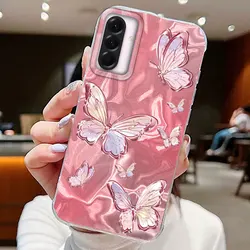 Blue Butterfly Gradient Silicone Phone Case - Elegant Couple  Shell Cover - Samsung A14 5G (Shd07)