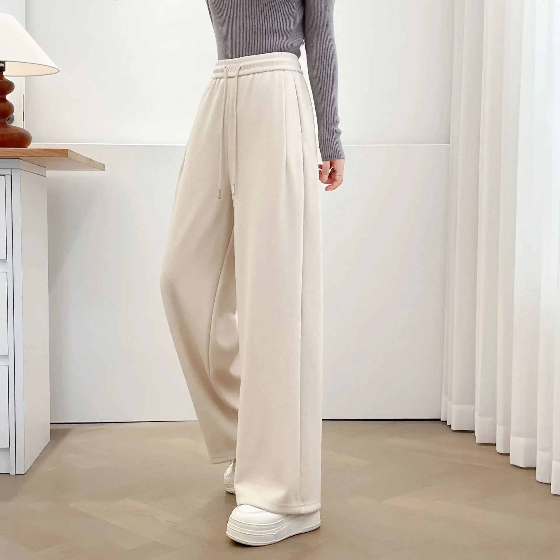 XXXXXL Fashion Plus Size Women's Straight Pants New Autumn And Winter Style Wool High Waisted Casual Trousers 5011