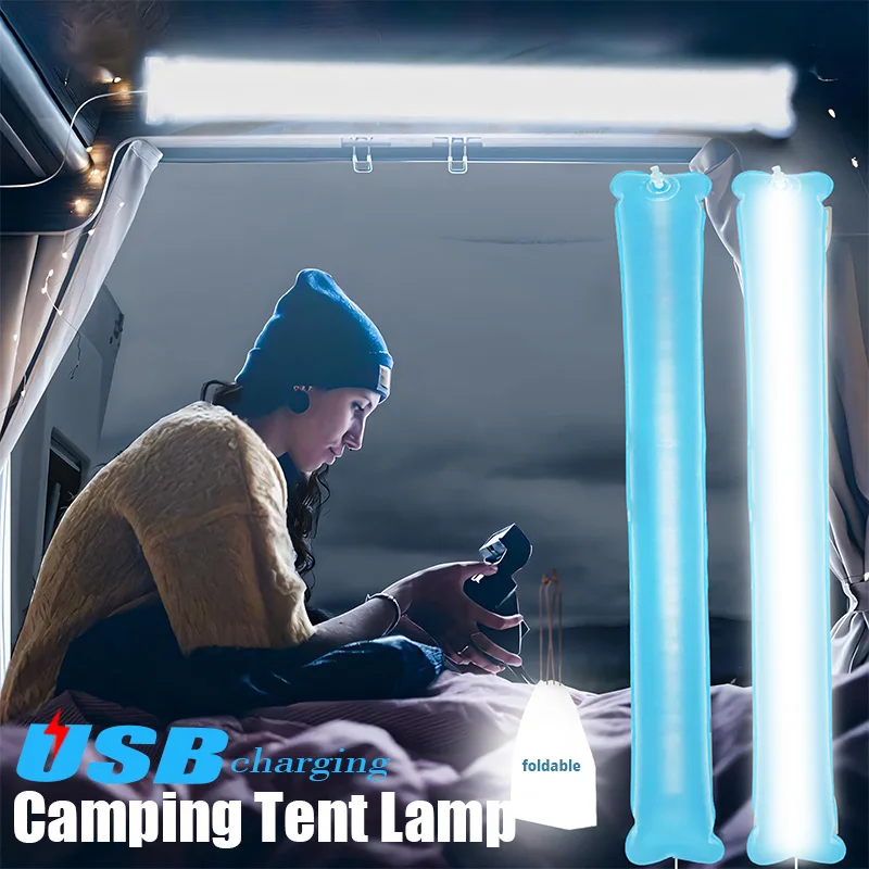 Camping Light Camping Lamp Camping Lantern USB Plug Foldable Inflatable Waterproof Led Tube For Outdoor Tent