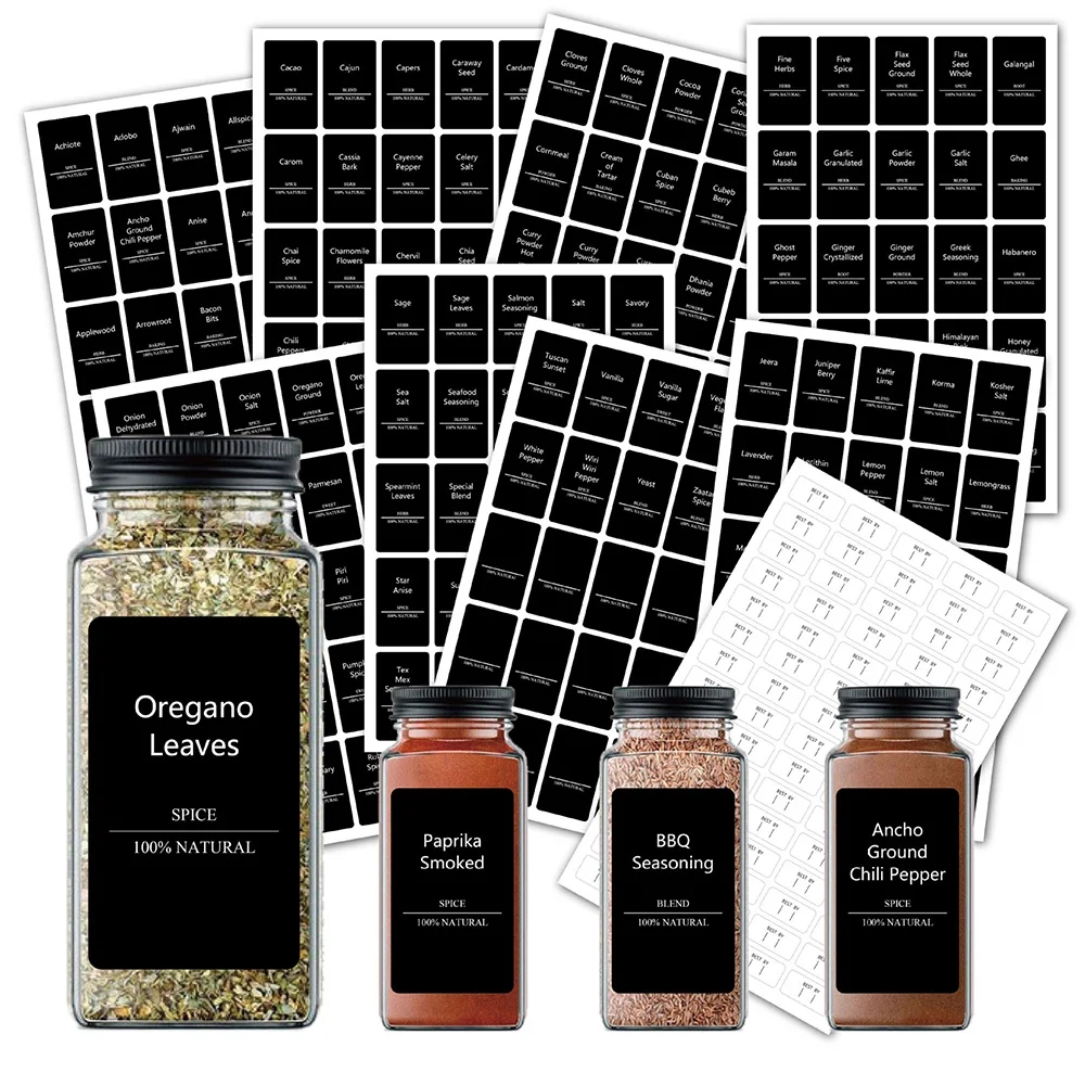 Square Spice Stickers Can Label Kitchen Room Spice Jar Labels Kitchen Jar Stickers Waterproof Home Decoration
