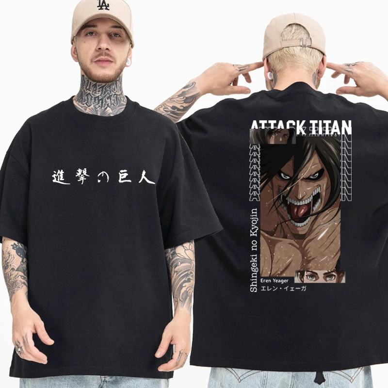 

Japanese Anime Attack on Titan T Shirt Men Women Shingeki No Kyojin Eren Yeager Graphic Print T-shirt Short Sleeve Streetwear