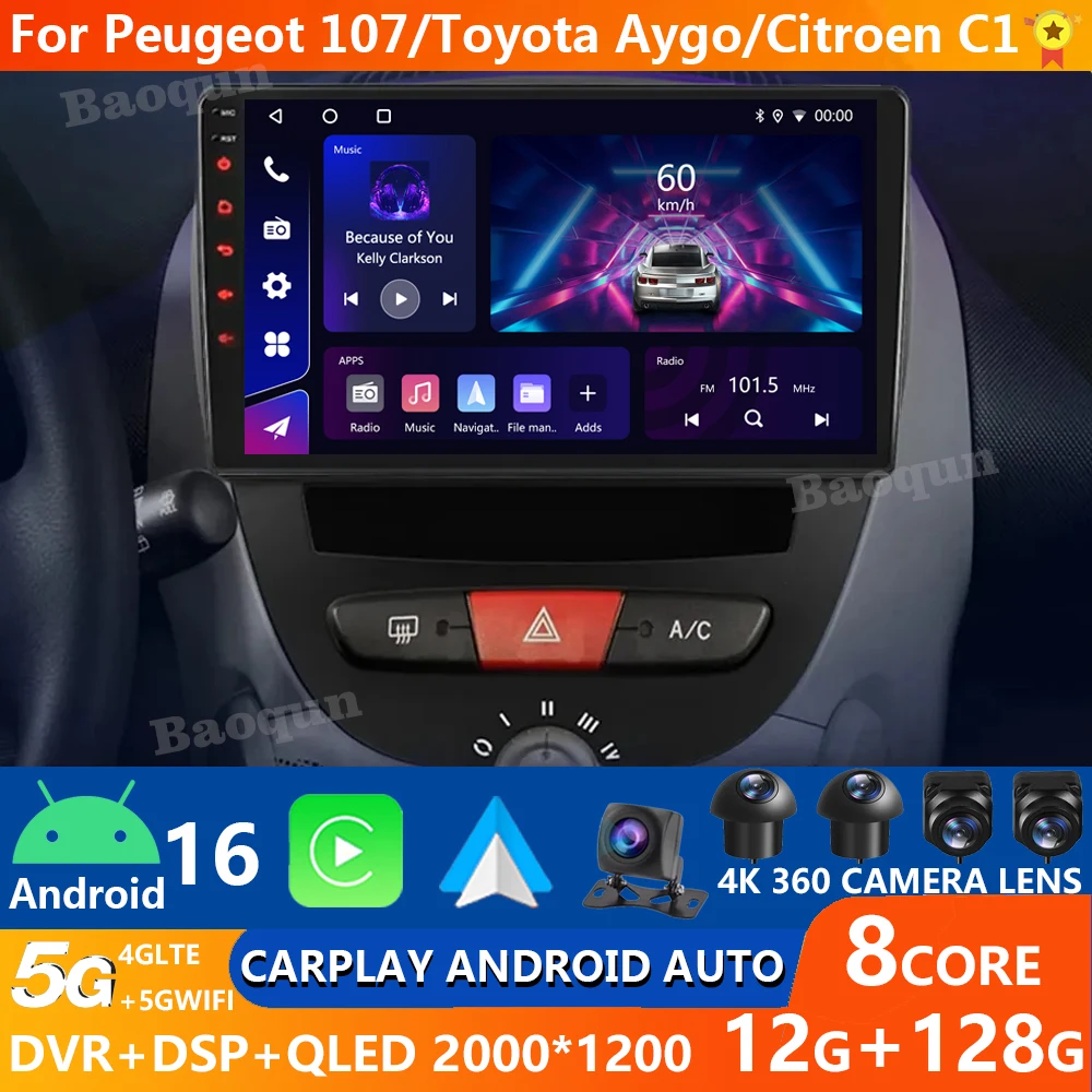 Junsun V1 Plus autoradio voor Peugeot 107, Toyota Aygo, Citroën C1
