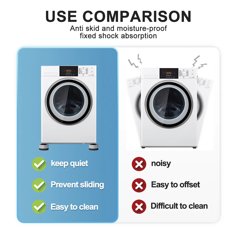 4Pcs Anti Vibration Pads Washing Machine Rubber Feet Legs Mat Anti-vibration Pad Universal Noise-reducing Leg Base for Furniture washing machine pads