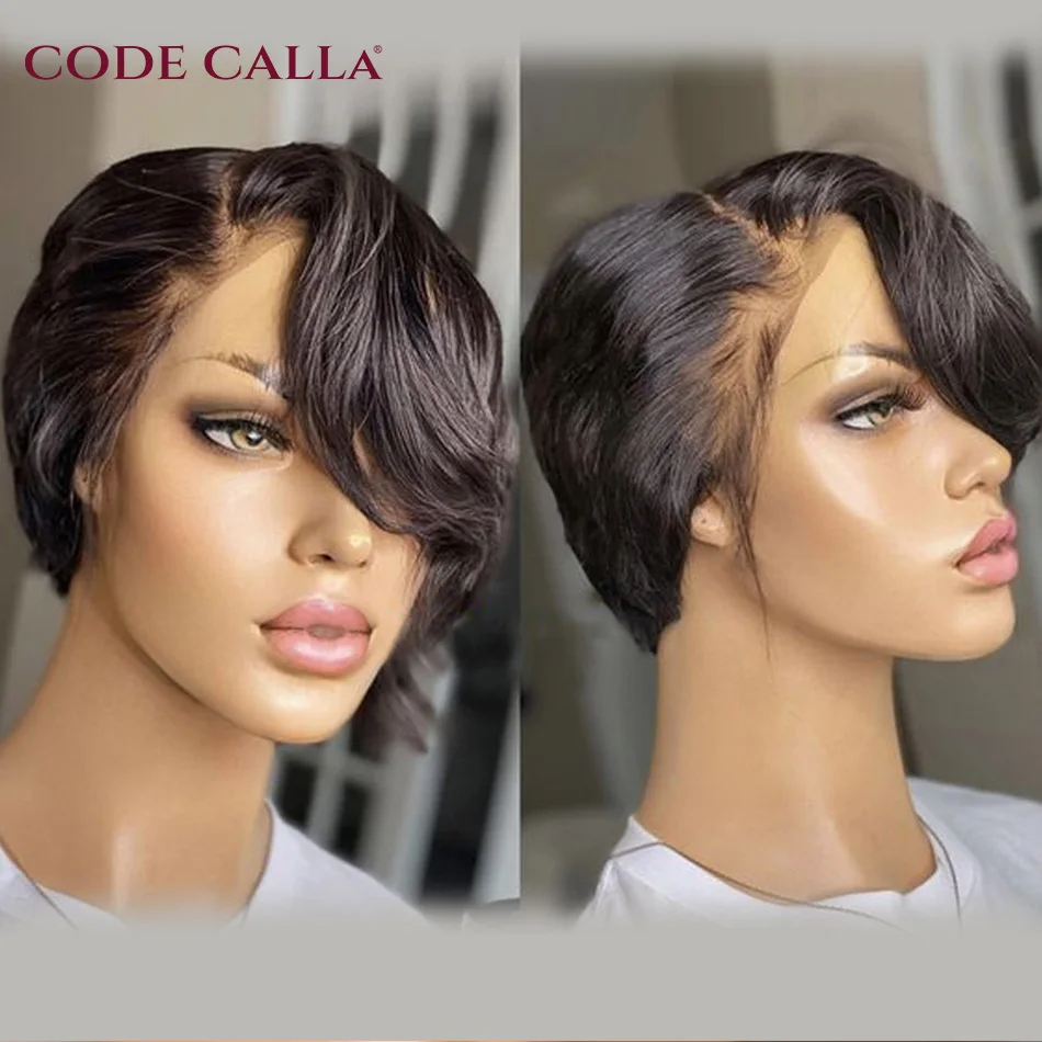 

Short Bob Pixie Cut Wig Remy Straight Brazilian Human Hair Sale Transparent 13X4 Lace Front Bob Wigs For Black Women PrePlucked