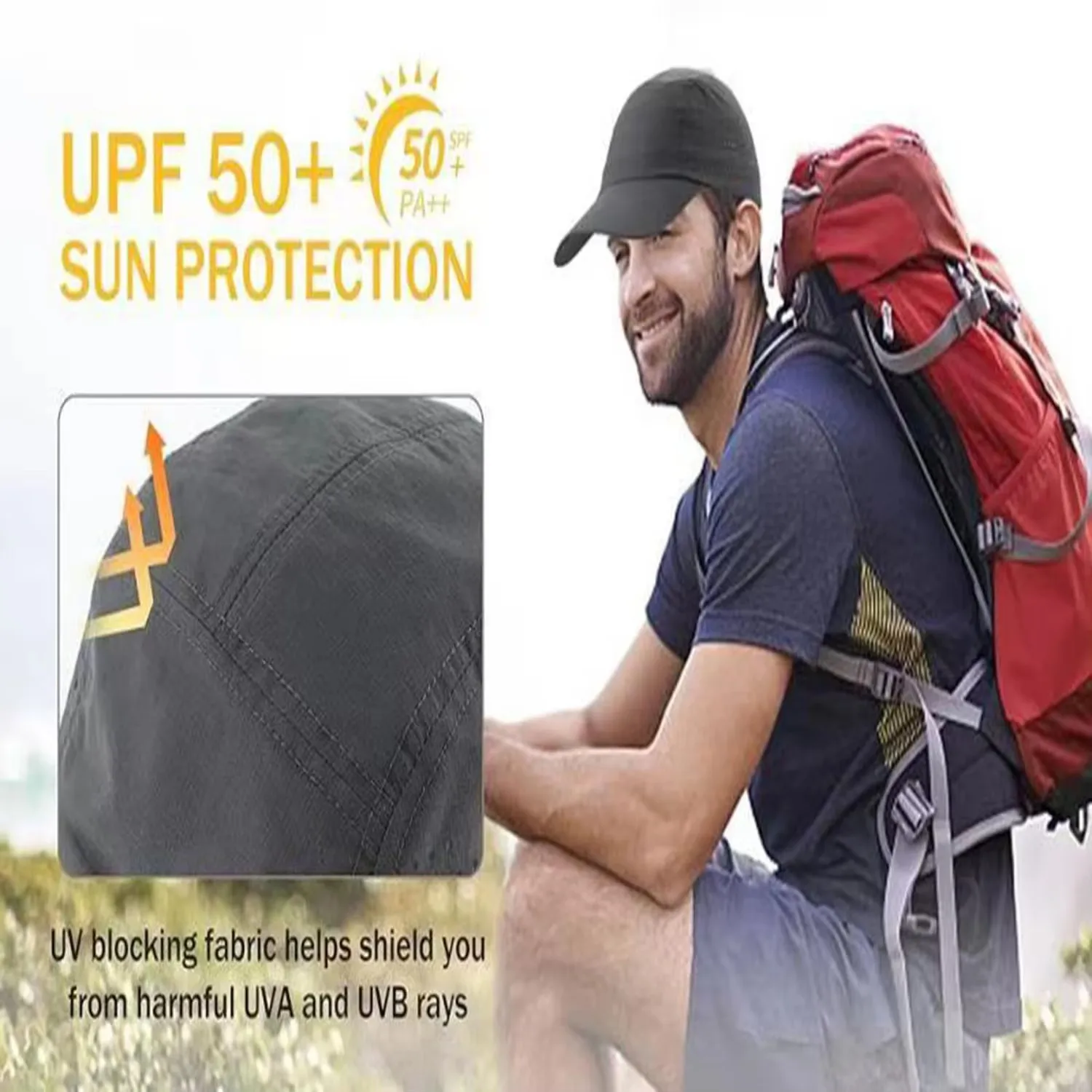 Men's breathable running cap quick-drying outdoor sports baseball cap UPF 50+ and Hat men and women quick-drying thin summer