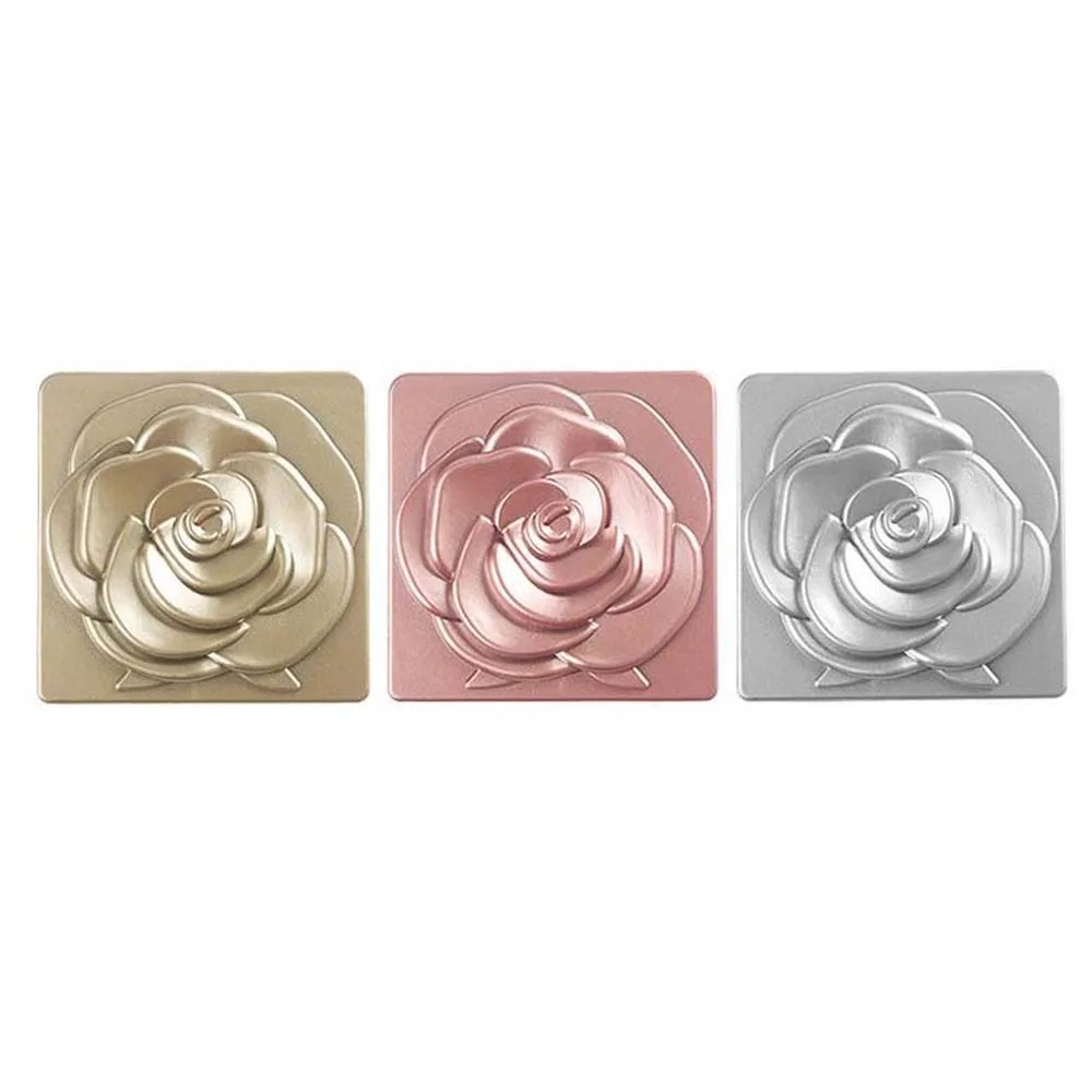 Mini Square Fold Makeup Mirror Rose Flower Compact Cosmetic Mirror Desktop Stand Mirror Double-sided ABS Vanity Mirror Lady/Girl