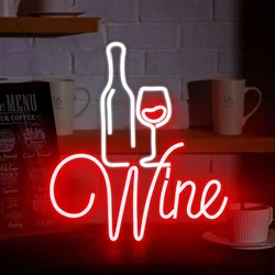 Elegant LED Neon Wine Bottle Sign for Home Decor - Dimmable and USB Powered Wall Art (Wine)