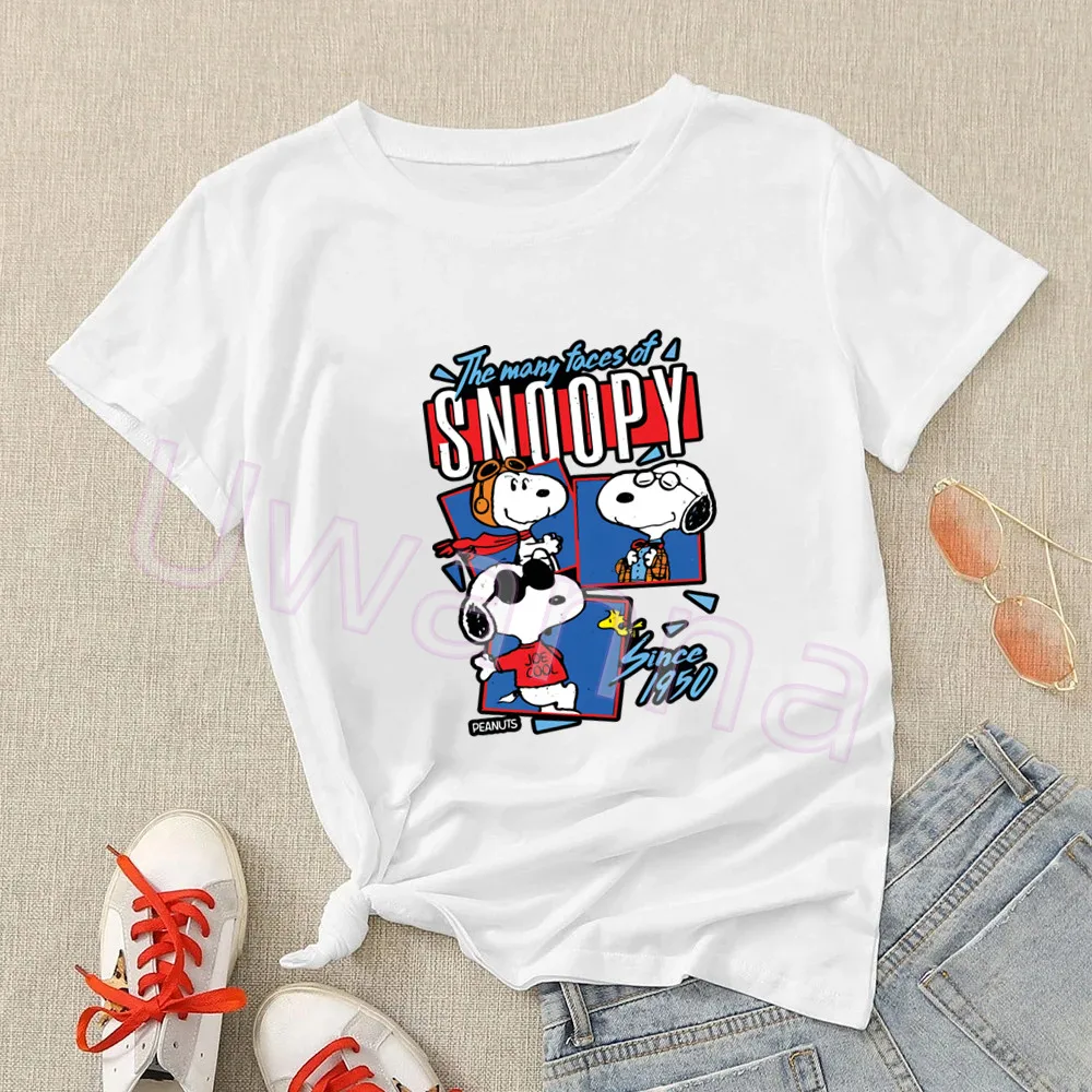 Snoopy Comic T Shirt Women The Eras Tour Printed Harajuku Summer Graphic Peanuts Tshirt Kawaii T-shirt Casual Top Tees Female 6