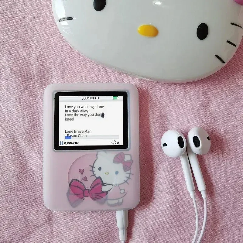 New Style Sanrio Hello Kitty Student Mp3 Anime Figure Sports Portable Mini Music Walkman Kawaii Put Out Listening To Music Gift