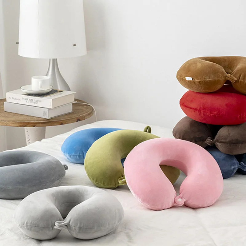 Travel Pillow Pure Memory Foam U Shaped Neck Pillow Super Lightweight Portable Headrest for Airplane Car Office Sleeping Rest 3