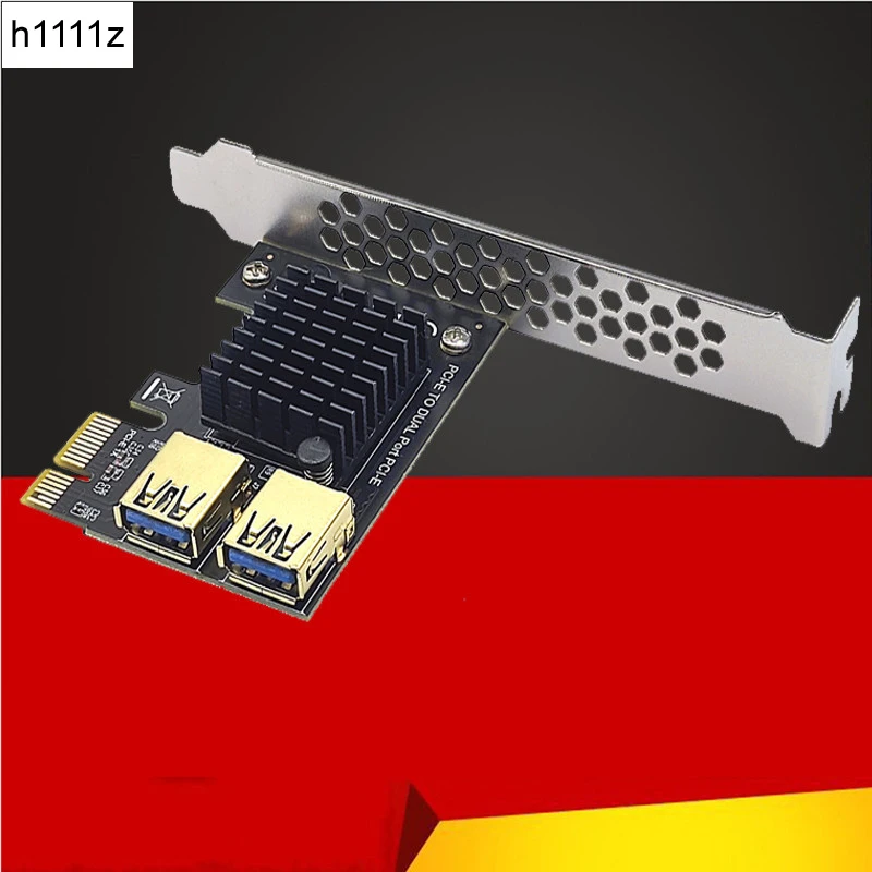 

Карта расширения Gold PCI Express множитель PCIE PCI-E, переходная карта от 1 до 2 USB 3,0 концентратор X16 PCI Express 1X 16X адаптер для майнинга биткоинов BTC