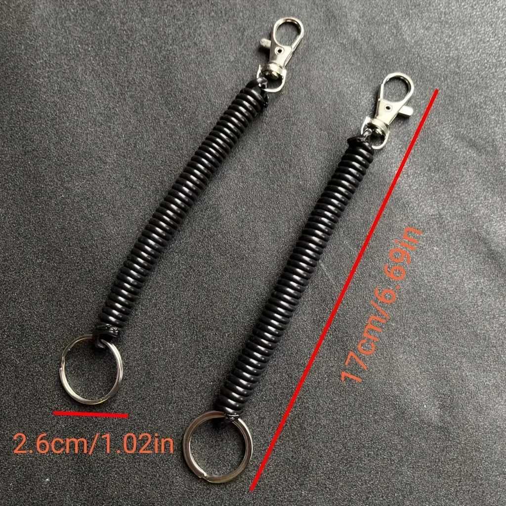 4-Piece Retractable Coil Keychain Set with Lobster Clasp