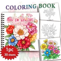 Adult Coloring Book - 30 Sheets Women's Spiral Coloring Book, 8.3X 8.3 Inches, Drawing Book, Birthday Gift, Holiday Party Gift 1