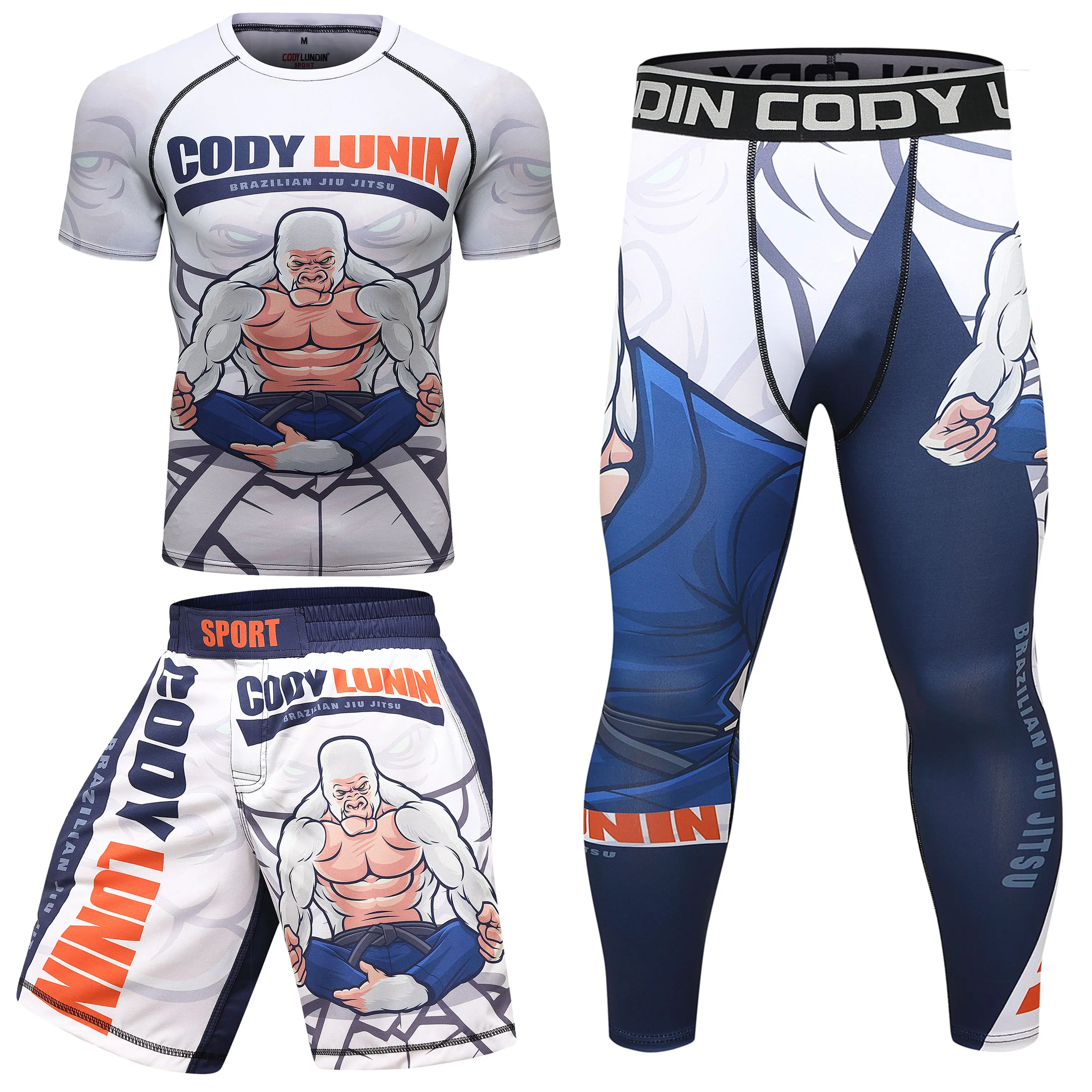 Men Jiu Jitsu Rash Guard MMA Compression T-Shirt Bjj Rashguard kickboxing Sportsuit MMA T-shirt Muay Thai Shorts Boxing Clothing