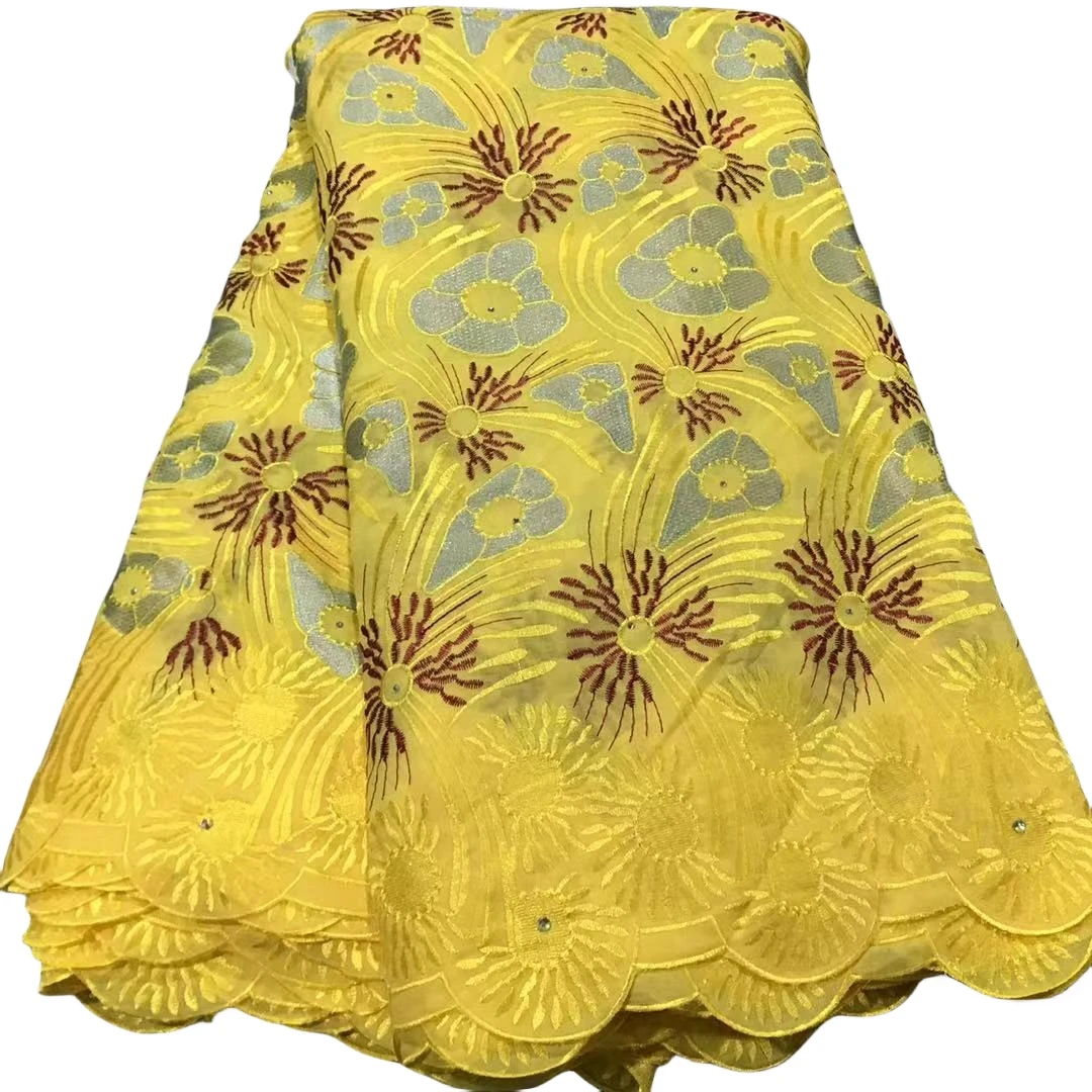 

5 Yard Swiss Voile Lace Fabric High Quality Lafaya Stones Embroidery African Cotton Lace Dubai Lafaya For Wedding Party KPL2314