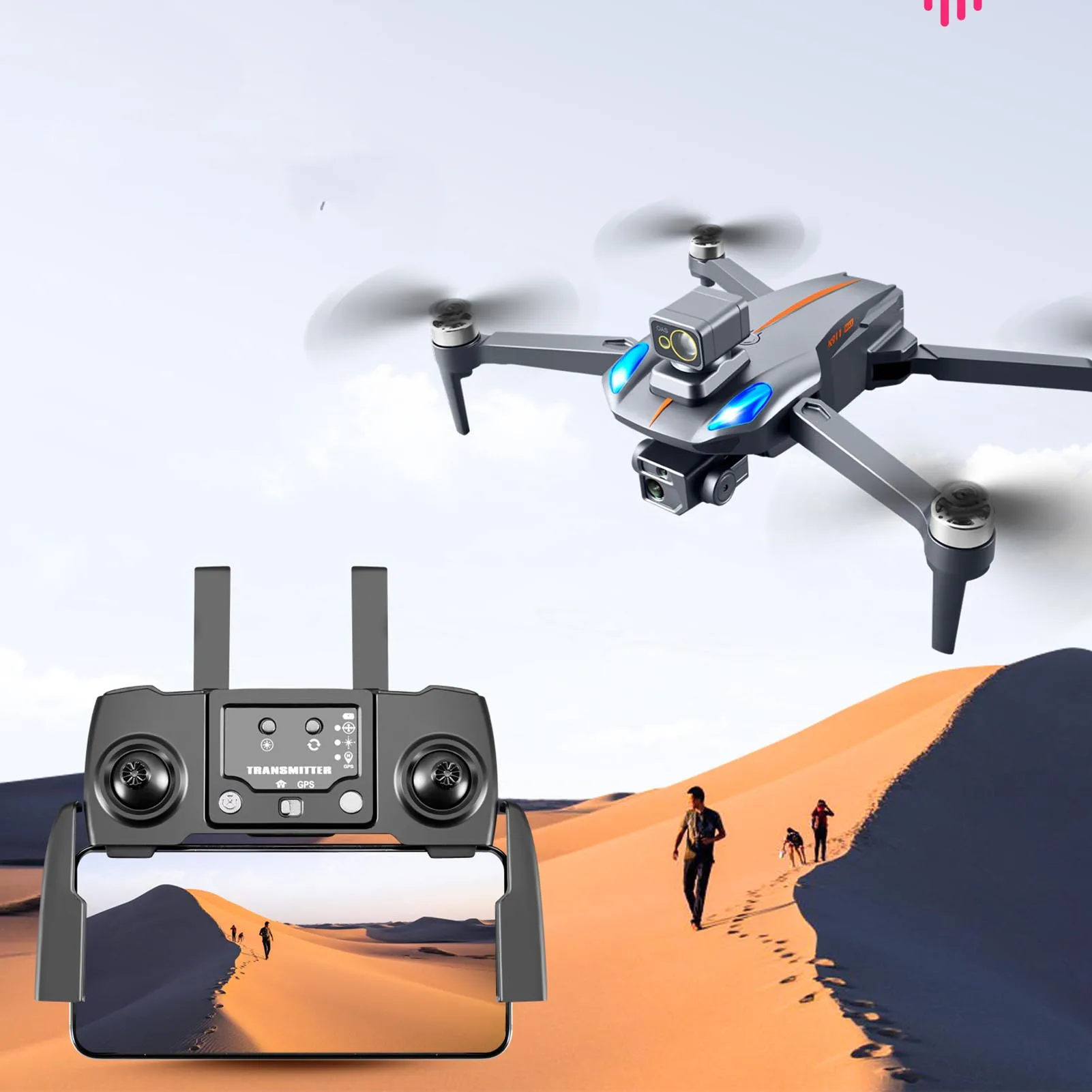 RC Drone 360 Degree Obstacle Avoidance GPS Homing Gravity Induction 50x Zoom Mini RC Quadcopter with 8K HD Dual Camera