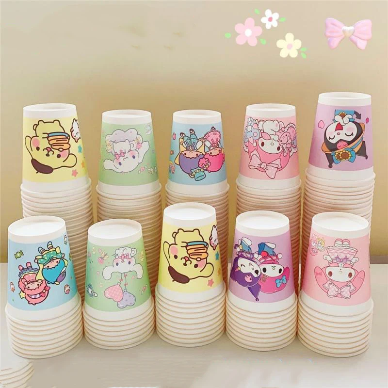 

Sanrio My Melody Kawaii Disposable Cartoon Paper Cup Anime Cartoon Household Drinking Cups for Hot and Cold Drinks Girl Gift